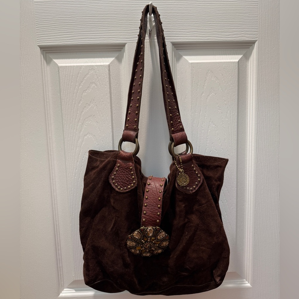 Brown Suede Hobo Bag by LeatherRock